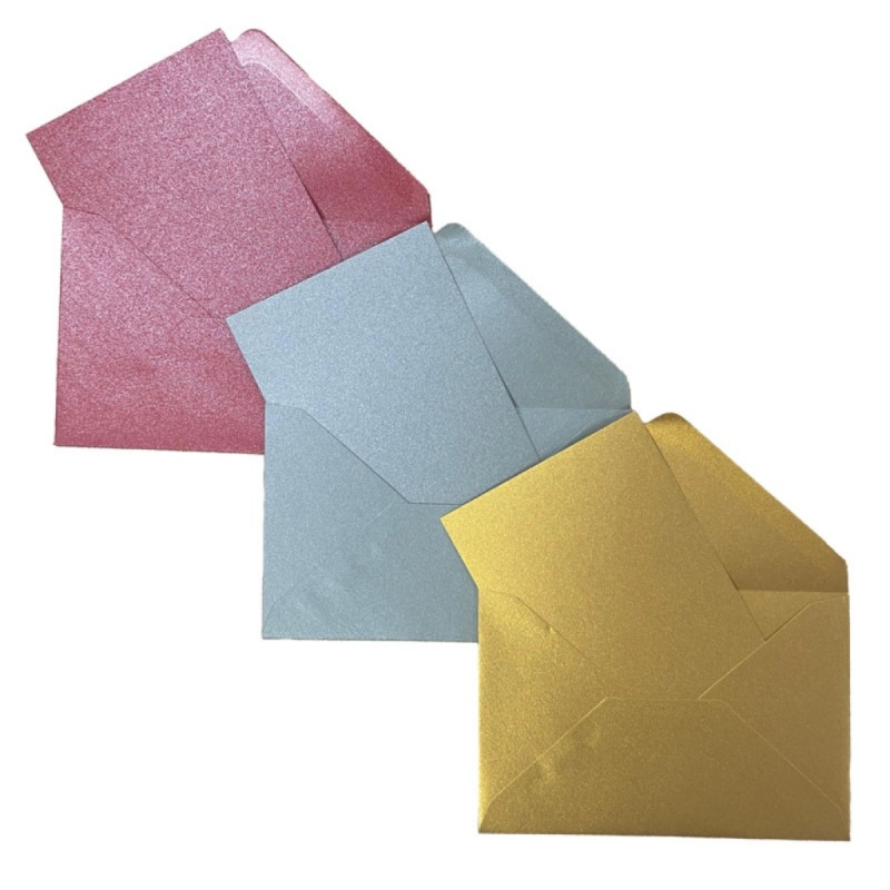 Plic + card Colorarte Perla, culori perlate (rosu, auriu, argintiu), 90x140mm, set 150 buc [1]