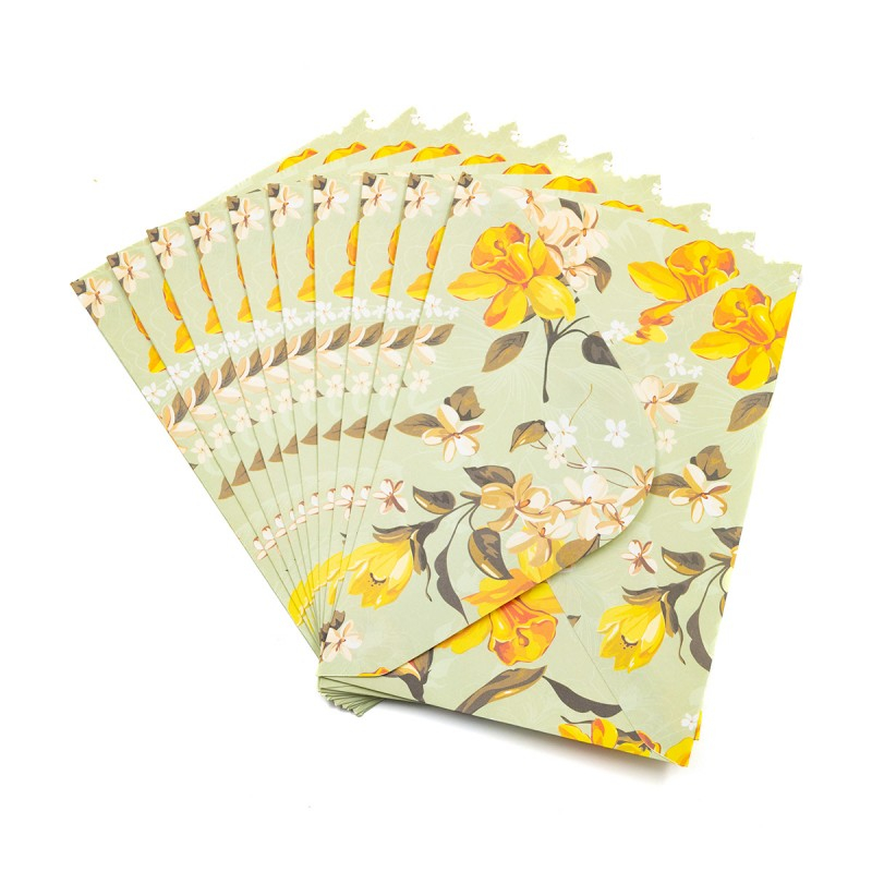 Plic color CNX, diverse culori, 110x160mm, model cu narcisa, set 10 buc [1]