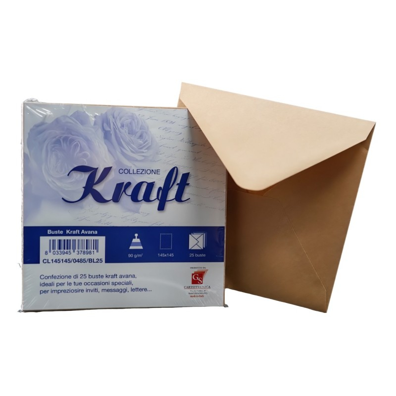Plic color pentru invitatie Colorarte Kraft, 90g/mp, 145x145mm, set 25 buc [1]