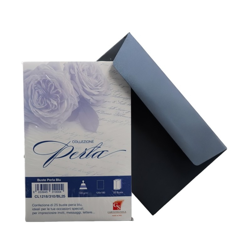 Plic color pentru invitatie Colorarte Perla, albastru perlat, 120g/mp, 120x180mm, set 25 buc [1]