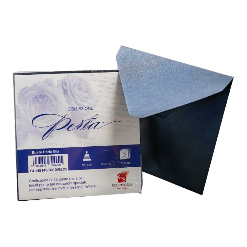 Plic color pentru invitatie Colorarte Perla, albastru perlat, 120g/mp, 145x145mm, set 25 buc [1]