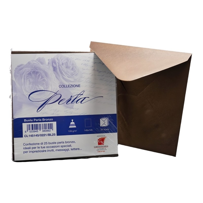 Plic color pentru invitatie Colorarte Perla, bronz perlat, 120g/mp, 145x145mm, set 25 buc [1]
