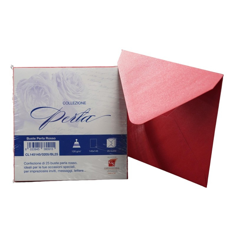 Plic color pentru invitatie Colorarte Perla, rosu perlat, 120g/mp, 145x145mm, set 25 buc [1]