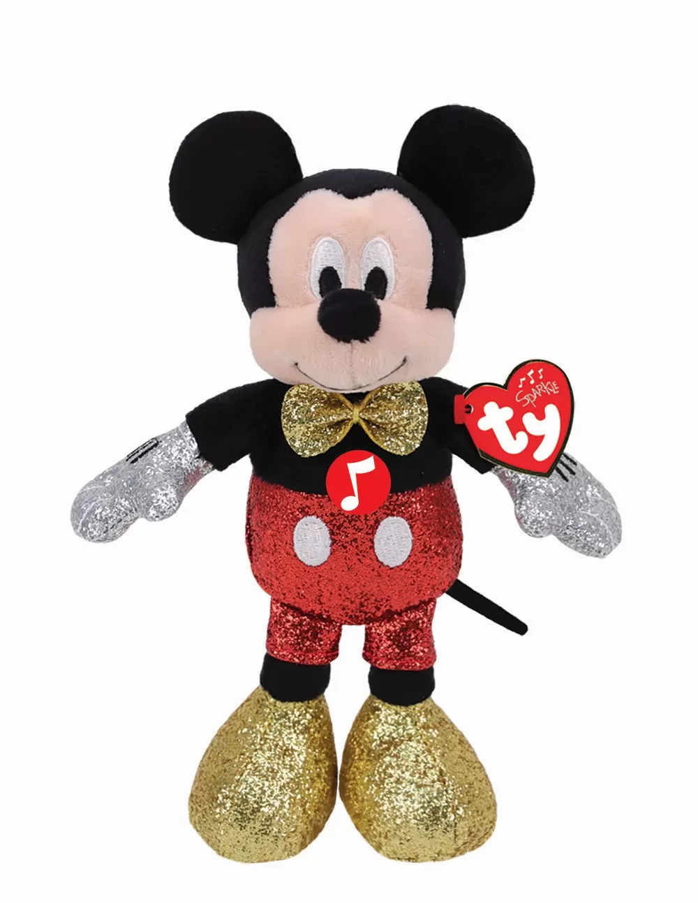 Plus ty 20cm beanie babies disney mickey cu sclipici si sunete, varsta de la 3 ani la +15 ani [1]
