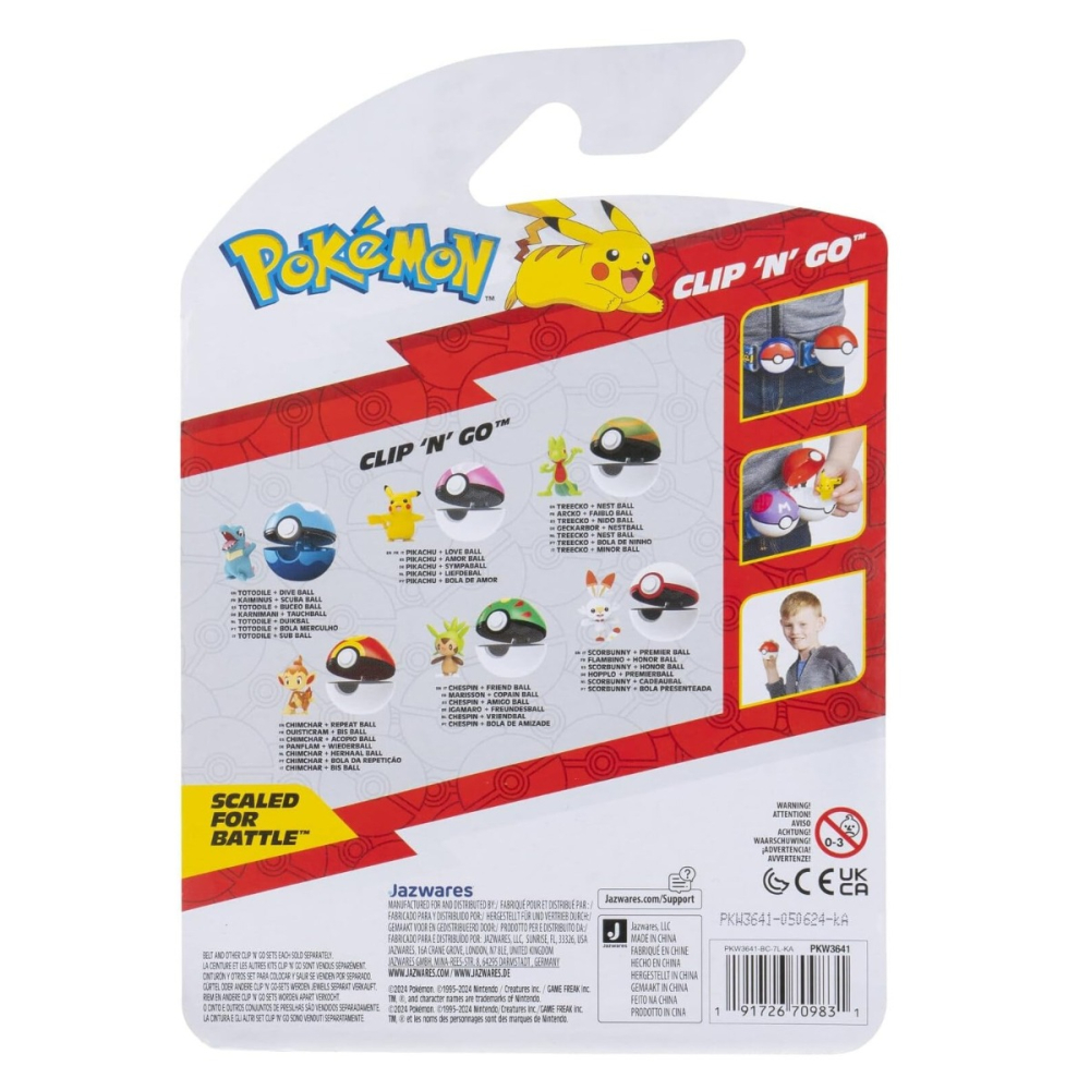 Pokemon - Set 2 figurine Clip n Go, Chespin with Friend Ball W19 copii varsta 3 ani + [5]