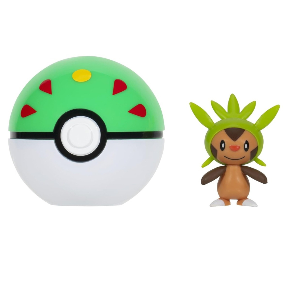 Pokemon - Set 2 figurine Clip n Go, Chespin with Friend Ball W19 copii varsta 3 ani + [2]