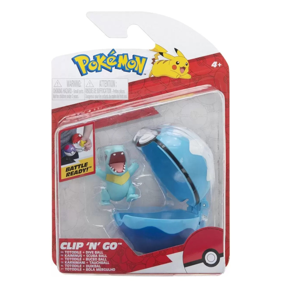 Pokemon - Set 2 figurine Clip n Go, Totodile & Dive Ball W10 copii varsta 3 ani + [1]