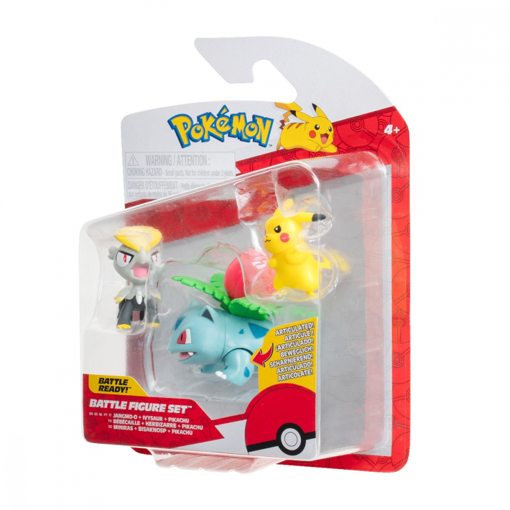 Pokemon - Set 3 figurine de actiune, 3PK: Pikachu #2, Jangmo-o, Ivysaur W21 varsta 3-5 ani ,5-7 ani ,7-9 ani ,9-12 ani ,12-14 ani ,14-18 ani ,18+, Baieti [9]