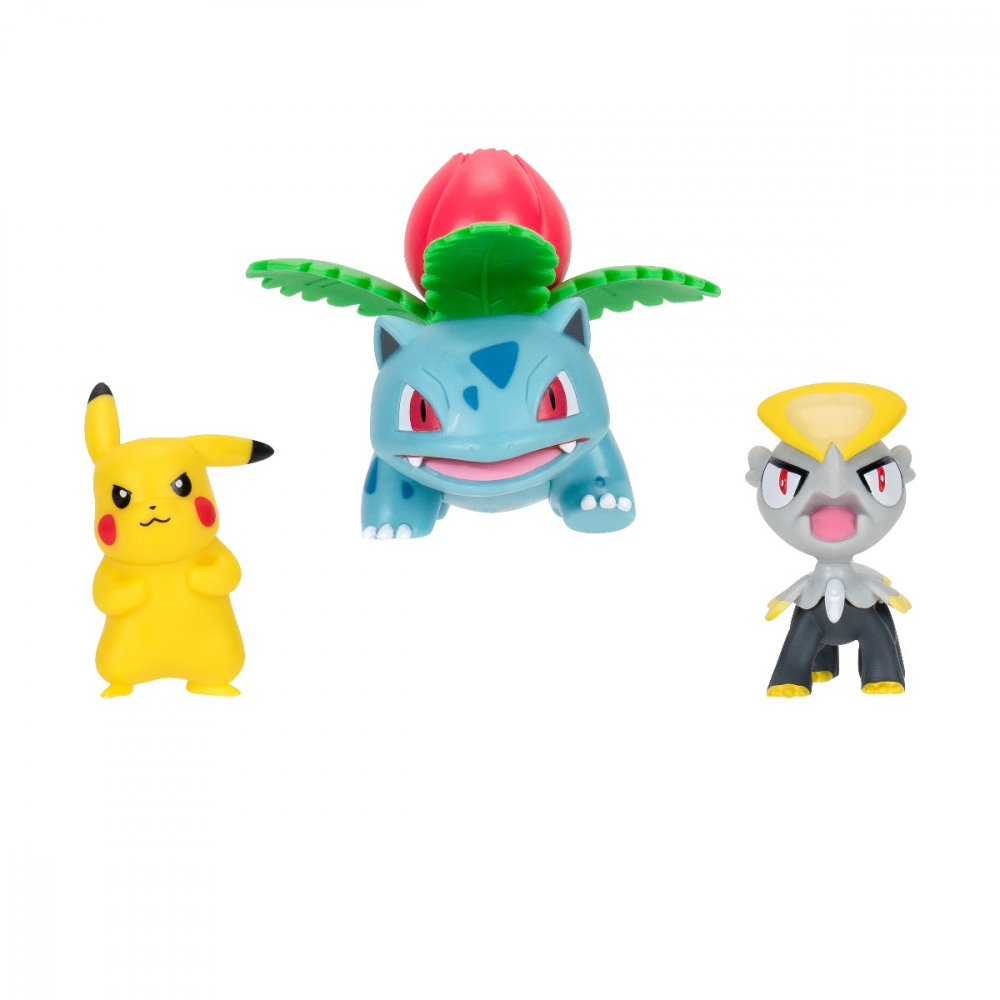 Pokemon - Set 3 figurine de actiune, 3PK: Pikachu #2, Jangmo-o, Ivysaur W21 varsta 3-5 ani ,5-7 ani ,7-9 ani ,9-12 ani ,12-14 ani ,14-18 ani ,18+, Baieti [2]