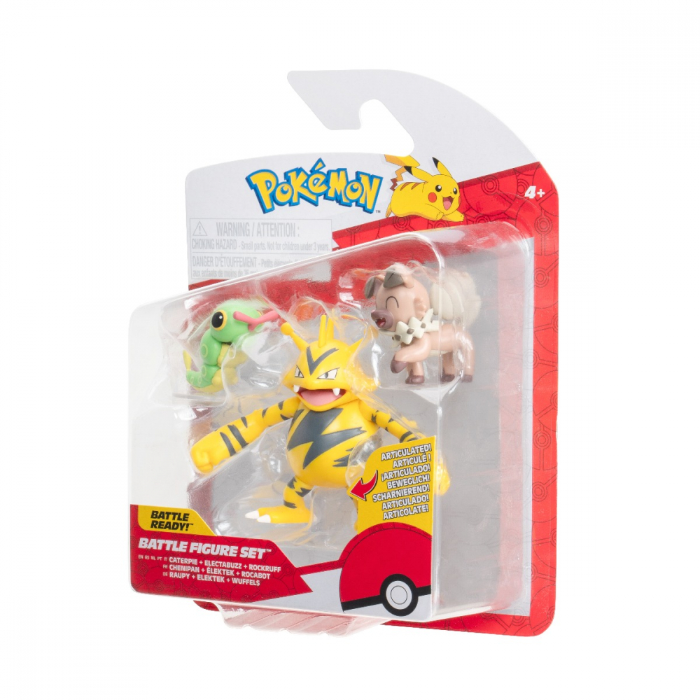 Pokemon - Set 3 figurine de actiune, Caterpie, Rockruff, Electabuzz W21 varsta 3-5 ani ,5-7 ani ,7-9 ani ,9-12 ani ,12-14 ani ,14-18 ani ,18+, Baieti [10]