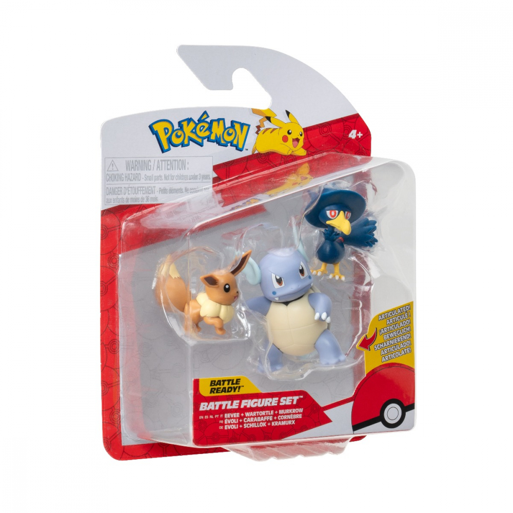 Pokemon - Set 3 figurine de actiune, Eevee #1, Murkrow, Wartortle W21 varsta 3-5 ani ,5-7 ani ,7-9 ani ,9-12 ani ,12-14 ani ,14-18 ani ,18+, Baieti [10]