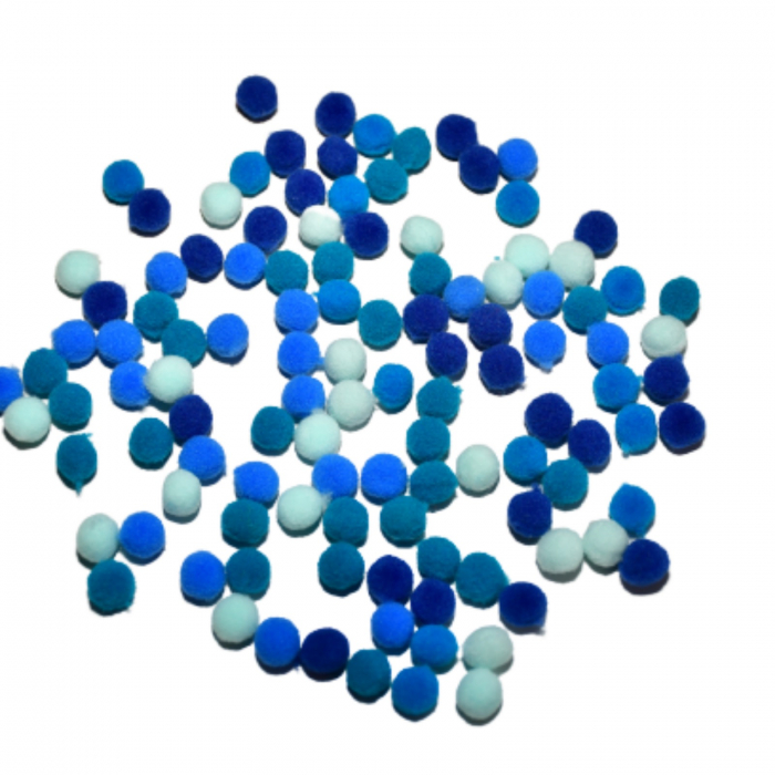 Pompoane mici, 120 buc, 10 mm, albastru-bleu [2]
