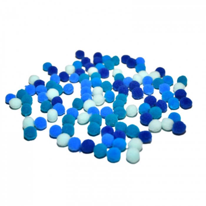 Pompoane mici, 120 buc, 10 mm, albastru-bleu [3]