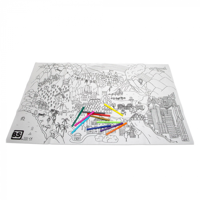 Poster de colorat lavabil XXL cu carioici, BS Toys [3]