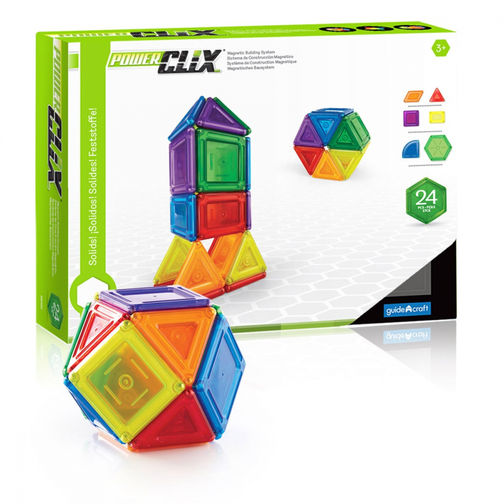 PowerClix Solids, set magnetic, 24 piese, Guidecraft, 3-10 ani [1]