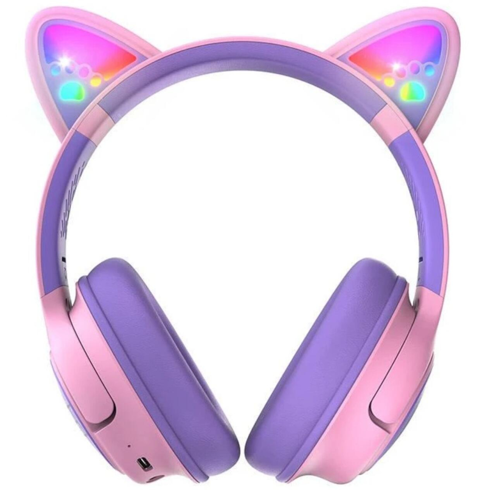PowerLocus Casti pentru copii, Wireless, Bobo Cat Ears, Purple/Pink [4]