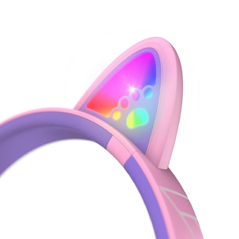 PowerLocus Casti pentru copii, Wireless, Bobo Cat Ears, Purple/Pink [3]