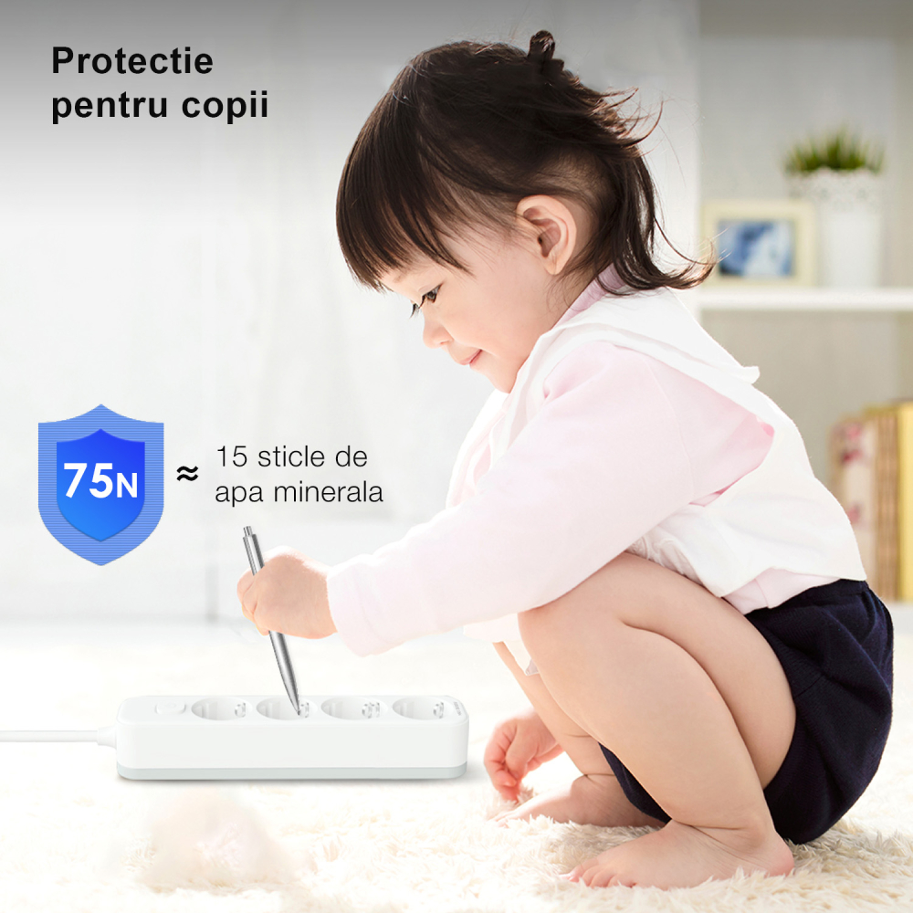 Prelungitor 1.8m 3 prize protectie copii + intrerupator deli [4]