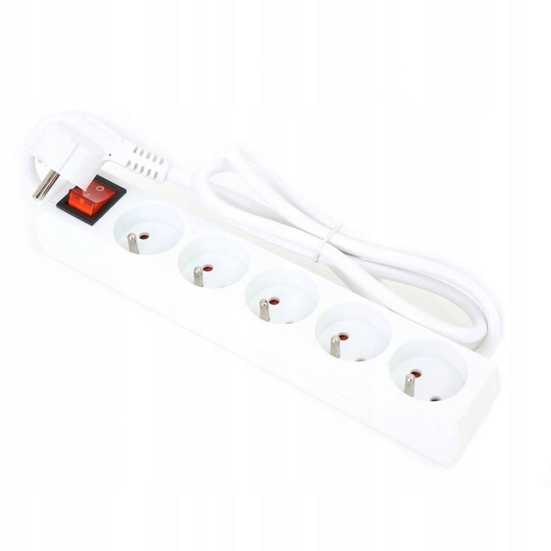 Prelungitor 5 prize Fiesta, 1.5m, PVC, alb, cu intrerupator, 250V / 10A, Type F, FL5G15W, 43697 [1]