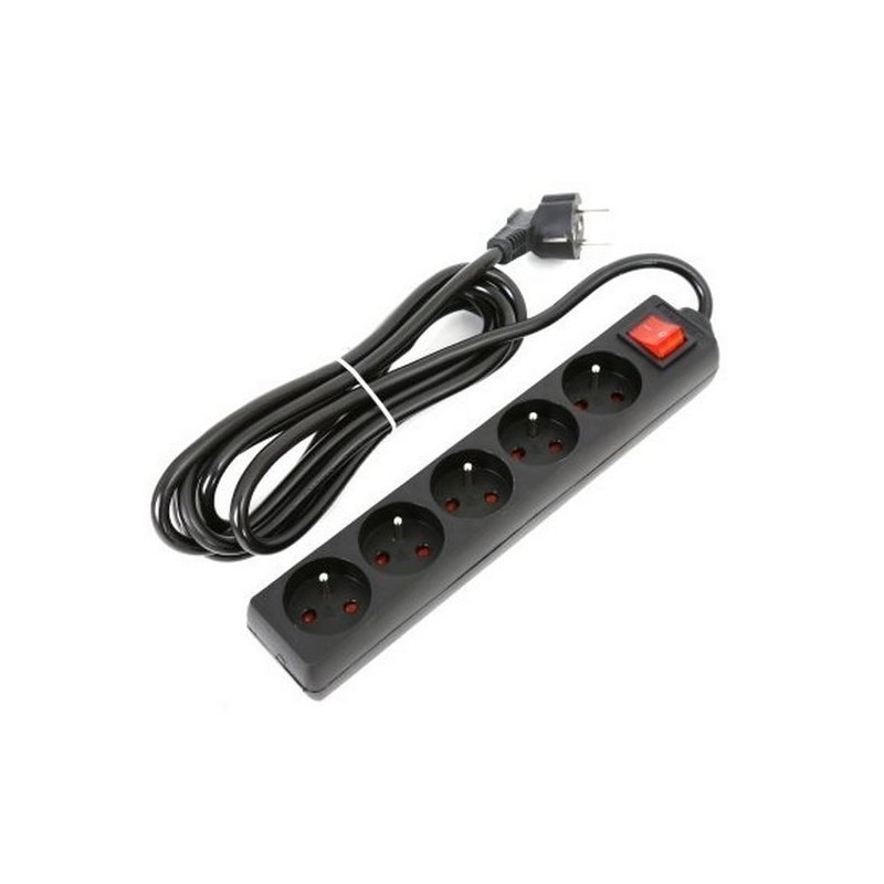 Prelungitor 5 prize Fiesta, 3m, PVC, negru, cu intrerupator, 250V / 10A, Type F, FL5G3, 42048 [1]