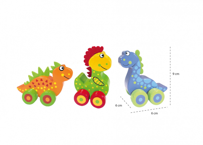 Primii mei dinozauri - Set 3 jucarii cu roti, Orange Tree Toys, varsta 1 - 3 ani, Baiat, Fata [3]