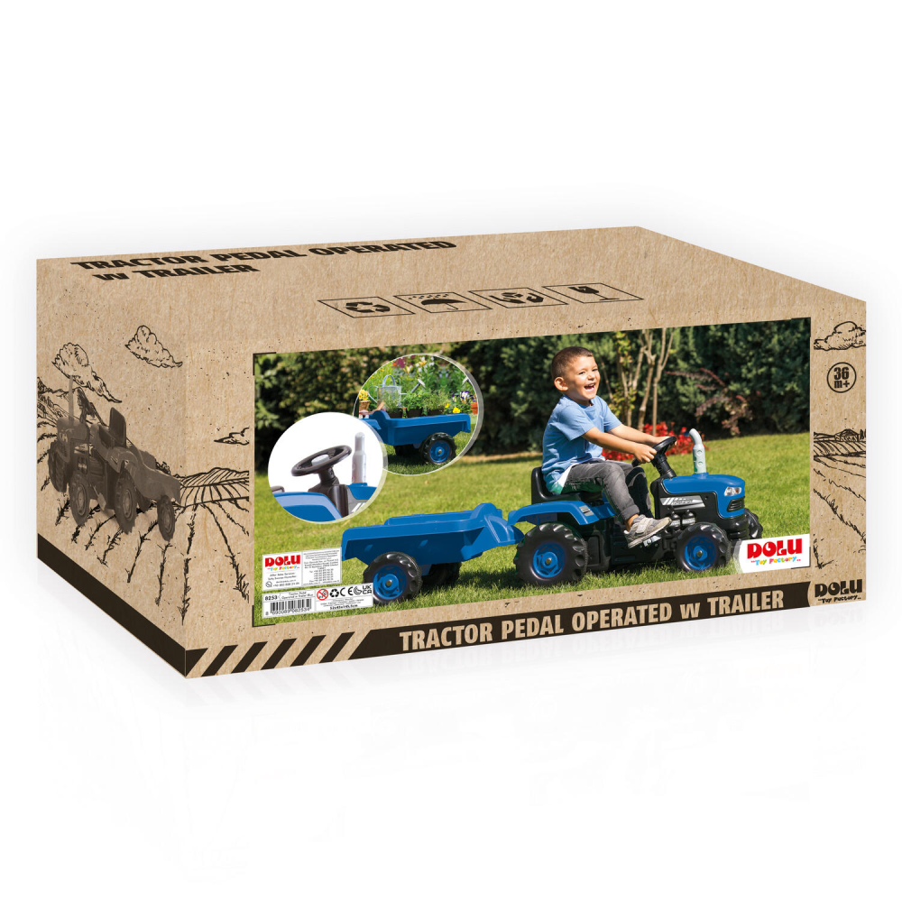 Tractor Dolu cu remorca albastru, pedale, copii 3+ [2]