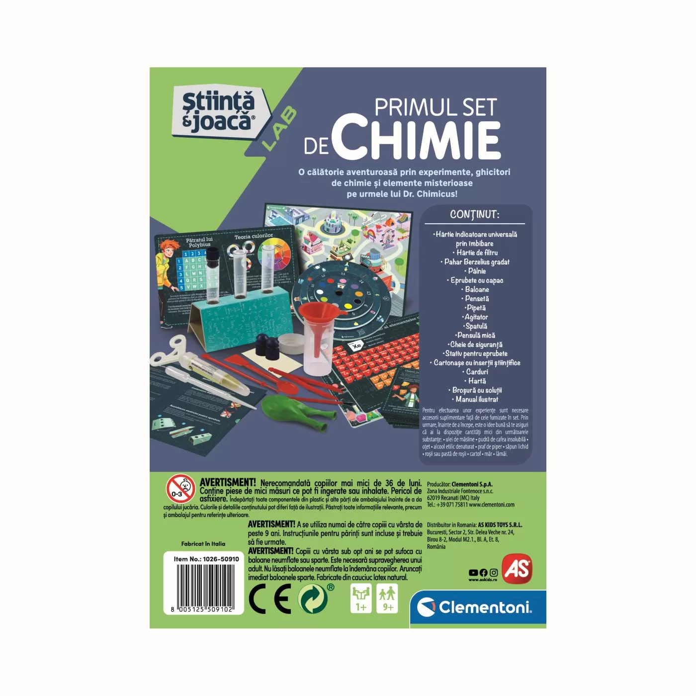 Primul set de chimie, Stiinta si joaca, 9 ani+, Clementoni, varsta de la 9 ani la +15 ani [5]