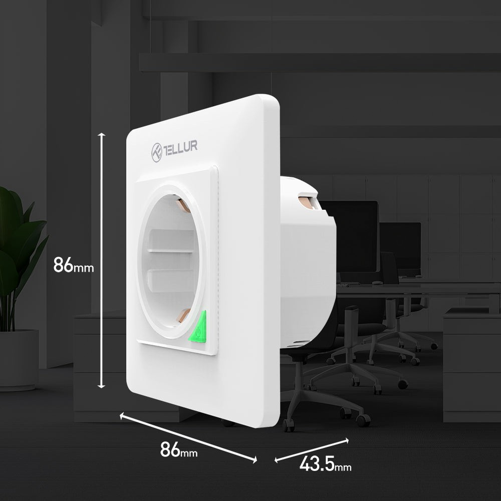 Priză de perete WiFi Tellur Smart, 3000W, 16A, alb [10]