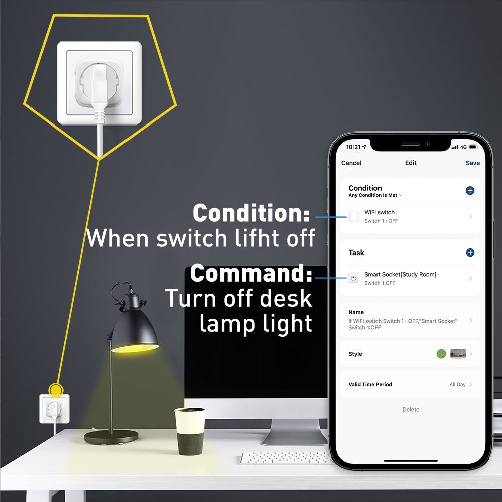 Priză WiFi Tellur Smart, monitorizare consum, 3680W, 16A, alb [4]