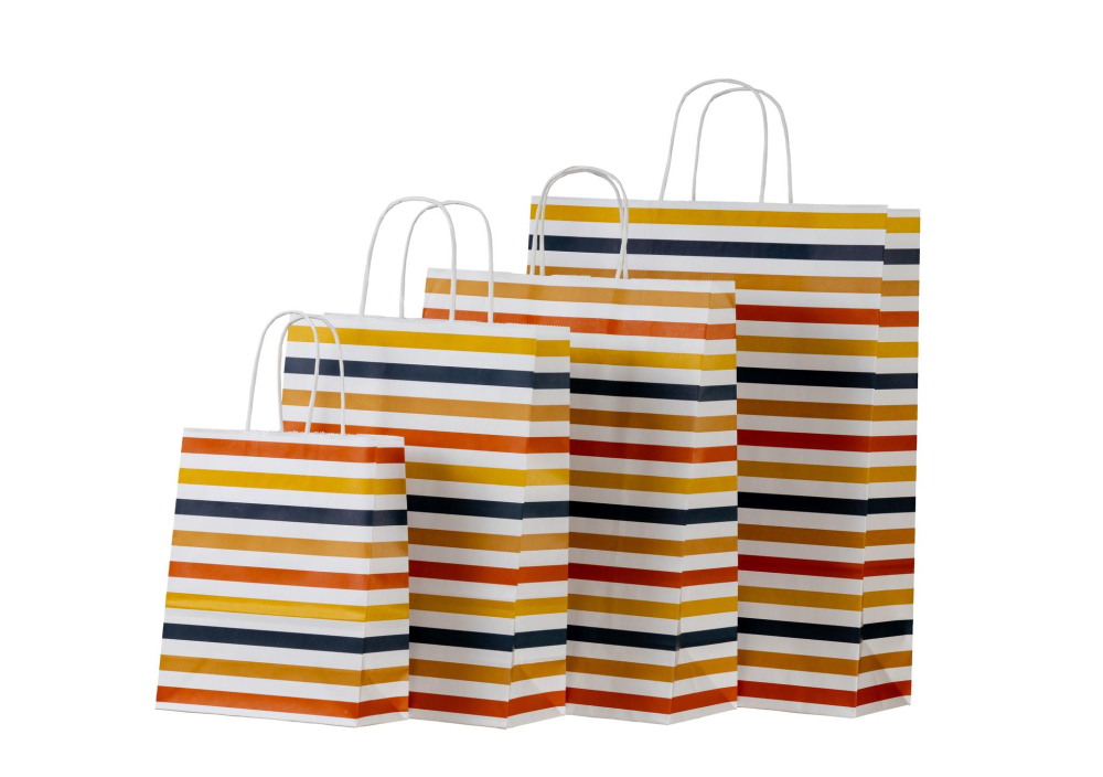 Punga hartie maner rasucit 26 x 12 x 35 cm alb striatii papiroti [2]