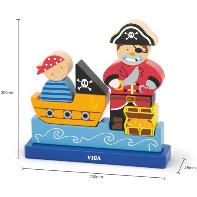 Puzzle Magnetic, 3D, Pirati, 10 piese, Viga Toys [4]