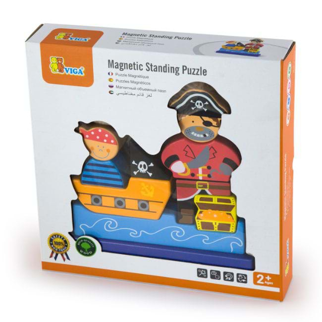 Puzzle Magnetic, 3D, Pirati, 10 piese, Viga Toys [5]