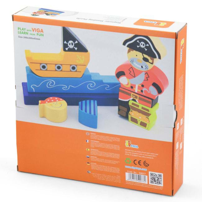Puzzle Magnetic, 3D, Pirati, 10 piese, Viga Toys [6]