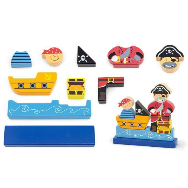 Puzzle Magnetic, 3D, Pirati, 10 piese, Viga Toys [3]