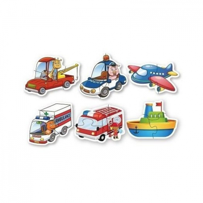 Cutie Set 6 Puzzle Bebe ⭐ cu masini din doua si trei piese [2]