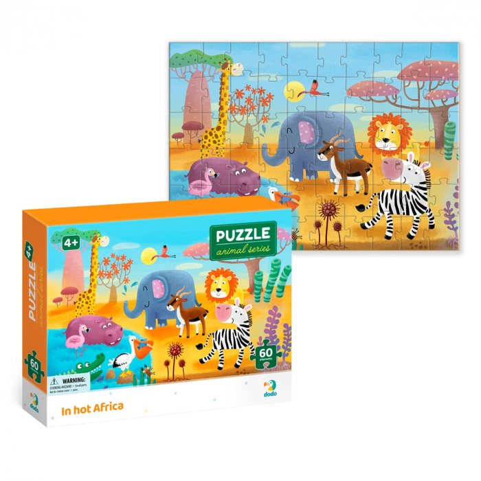 Puzzle 60 de piese, Animale din Africa, 4-7 ani [4]