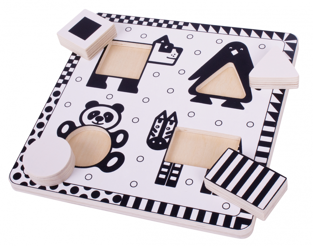 Puzzle alb-negru - animale si forme [1]