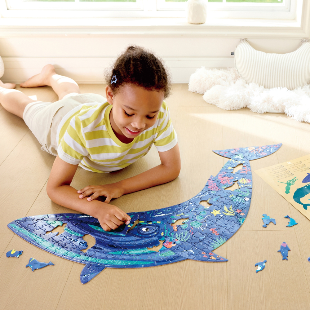 Puzzle - Balena cu cocoasa cu piese tematica ocean, 200 piese, copii varsta 8 ani+ [6]