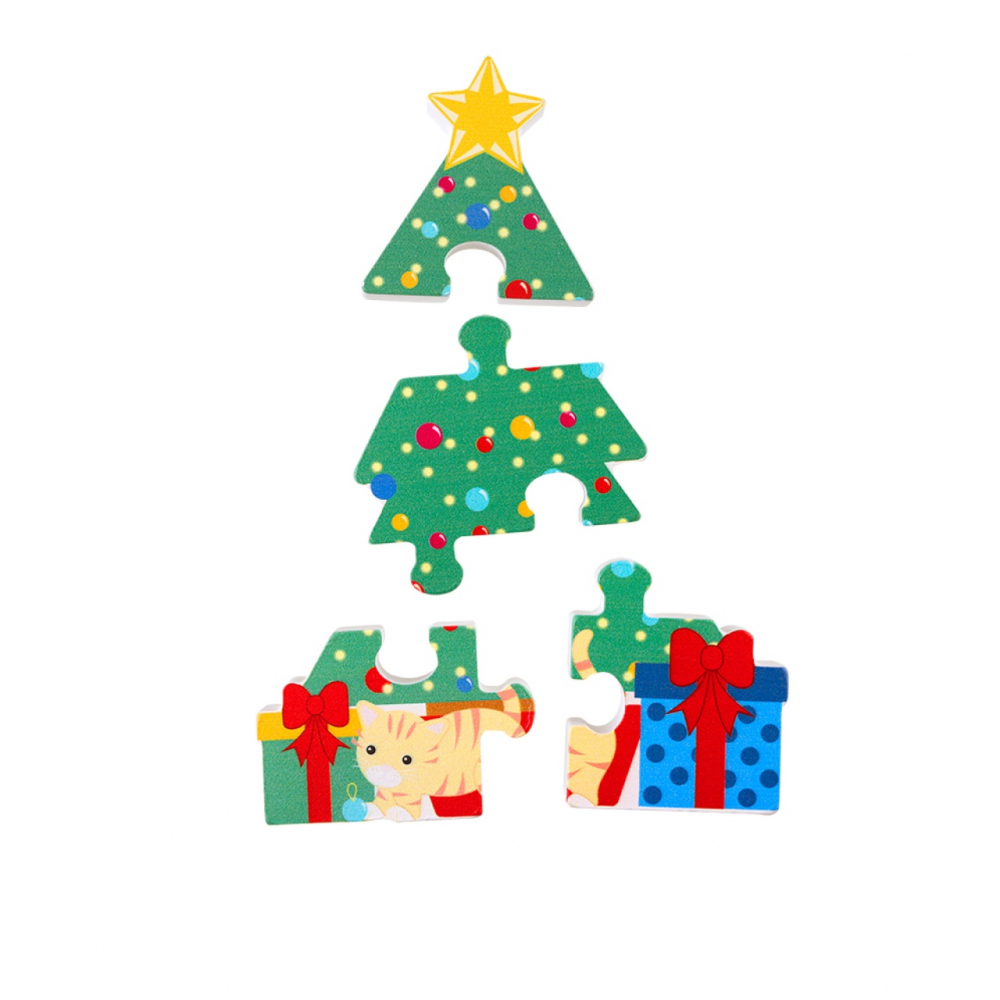 Puzzle Bradul de Craciun din lemn, Orange Tree Toys, varsta 1 - 3 ani, Baiat, Fata [3]