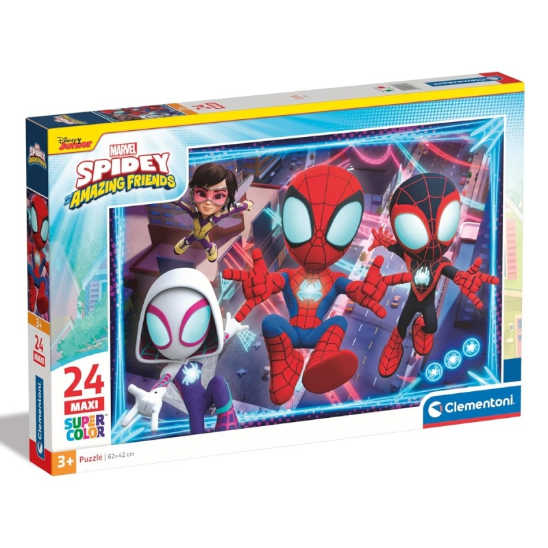 Puzzle carton 24 piese Clementoni Maxi Supercolor - Spidey - Spidey si prietenii lui extraordinari, 28527, 3+ ani [1]
