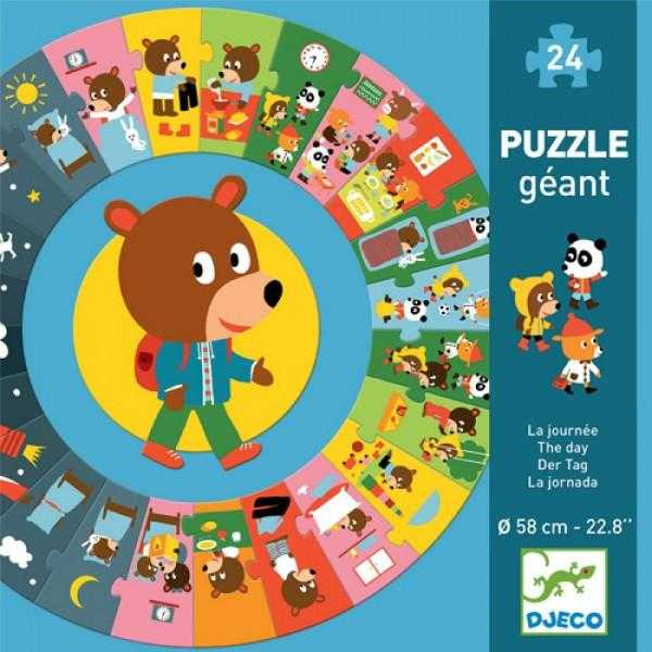 Puzzle Circular, Invata Ciclul unei zile, Djeco, Ziua, 24 piese mari [2]