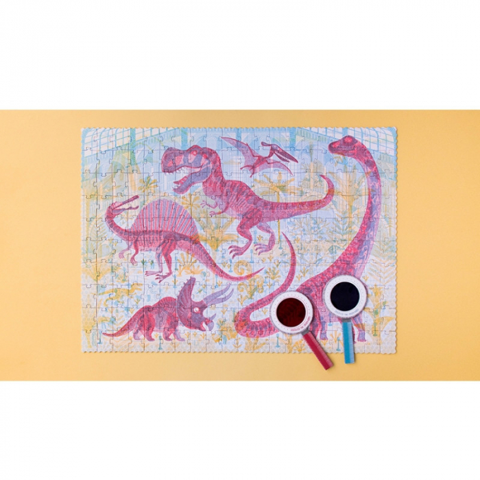 Puzzle cu dinozauri, 200 piese, cu lupa pentru elemente suplimentare, varsta 6 - 9, 9+ ani, Baiat [2]