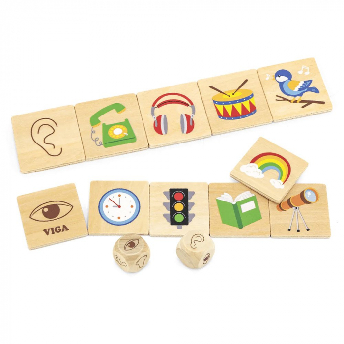 Puzzle de asociere din lemn, Invatam simturile, 3-9 ani [3]