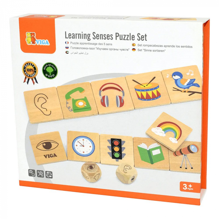 Puzzle de asociere din lemn, Invatam simturile, 3-9 ani [4]