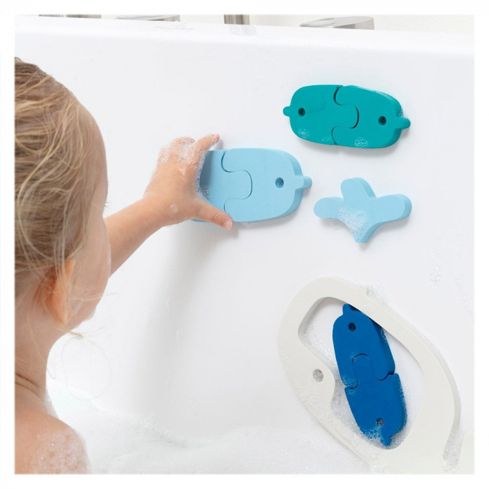 Puzzle de baie, set 11 piese, Balene si pestisori, Quut Toys, 1-7 ani [4]