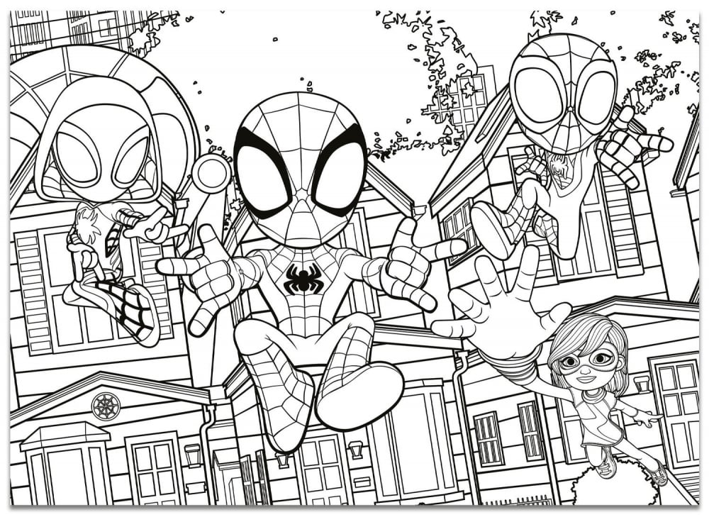 Puzzle de colorat maxi - Paienjenelul Marvel si prietenii lui uimitori (4 x 48 de piese) [2]