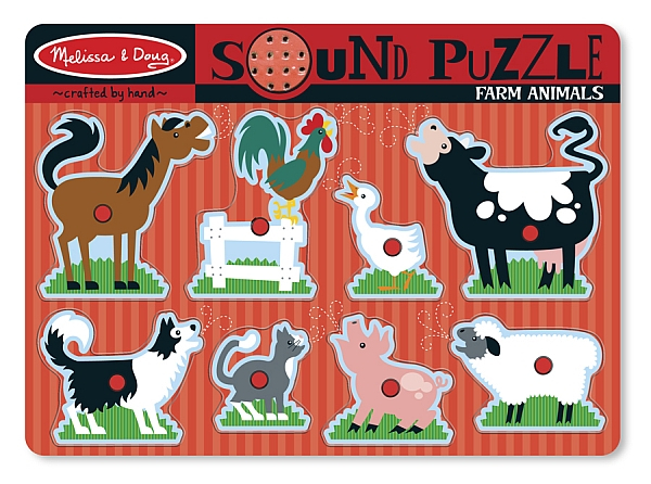 Puzzle de lemn cu sunete Animale de la Ferma Melissa and Doug [1]