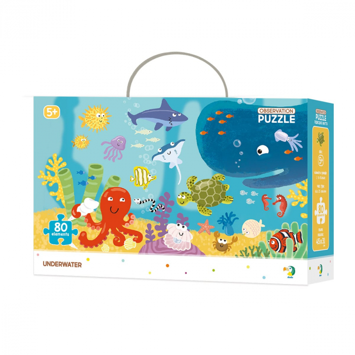 Puzzle de observare, Animale marine, 80 piese, 5-10 [1]