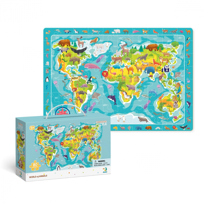 Puzzle de observare, Animalele lumii, 80 piese, 5-10 [4]