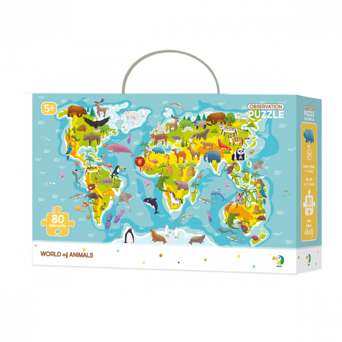 Puzzle de observare, Animalele lumii, 80 piese, 5-10 [1]